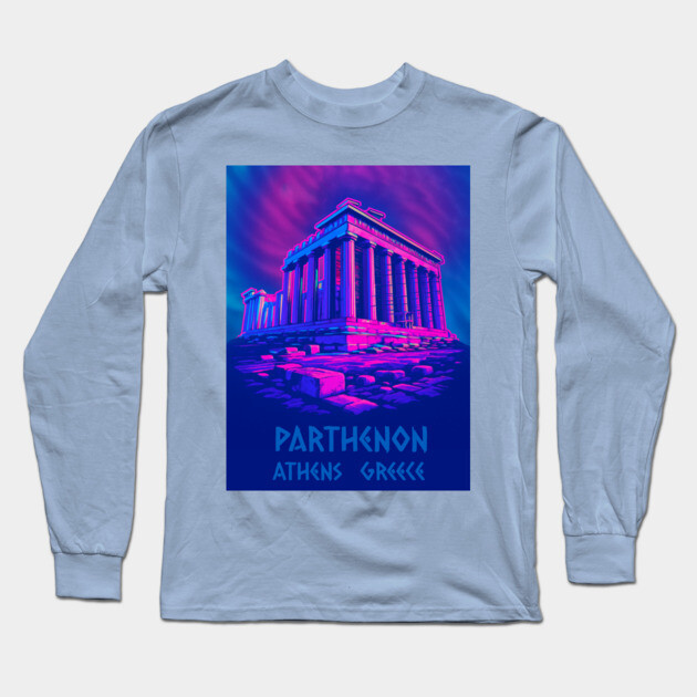 Chillwave Parthenon – Retro Greek Temple Vaporwave Art Long Sleeve T-Shirt by DonWillisJrArt