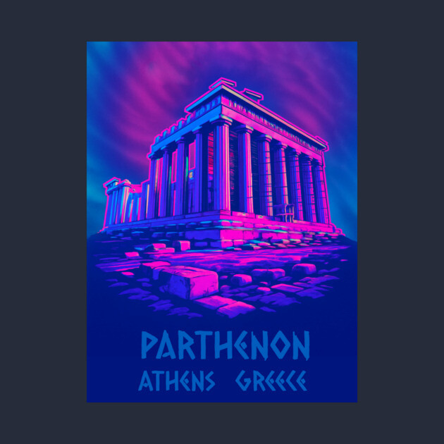 Chillwave Parthenon – Retro Greek Temple Vaporwave Art by DonWillisJrArt