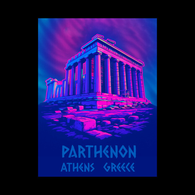 Chillwave Parthenon – Retro Greek Temple Vaporwave Art by DonWillisJrArt
