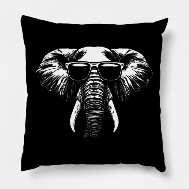 Elephant Wearing Sunglasses Pillow by clarysium