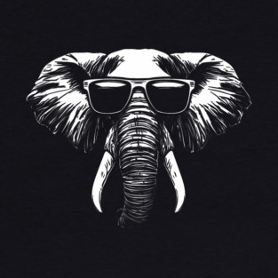 Elephant Wearing Sunglasses Baseball T-Shirt
