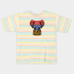 Baby Elephant with Glasses and Armenian Flag Kids T-Shirt