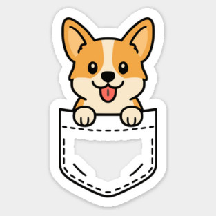 Cute Corgi Puppy Pocket Pal Funny Corgi Dog Lover Sticker