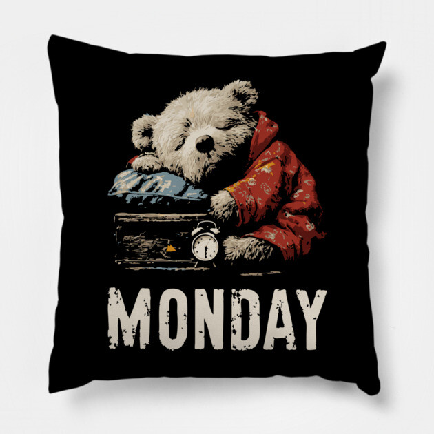 Sleepy Baby Bear in Monday Morning - Weekend Crisis Pillow by TuncGK