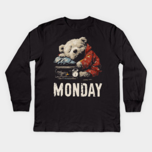 Sleepy Baby Bear in Monday Morning - Weekend Crisis Kids Long Sleeve T-Shirt