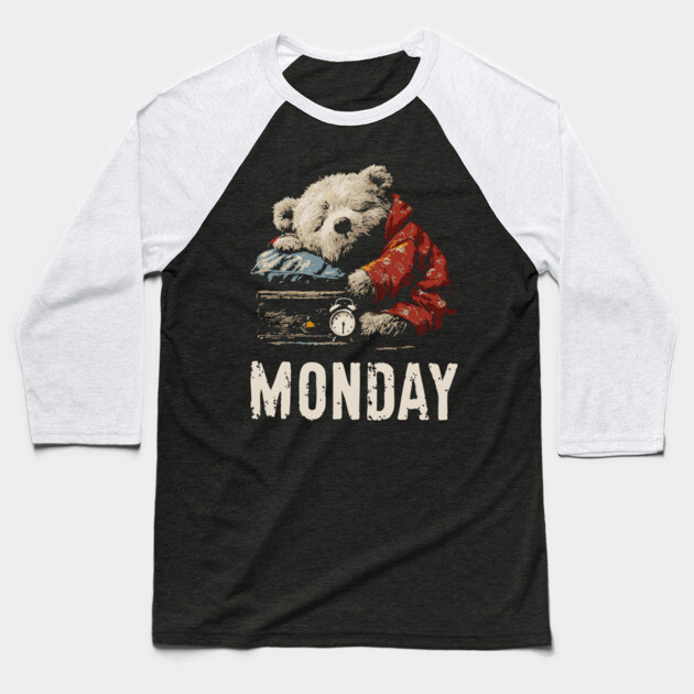 Sleepy Baby Bear in Monday Morning - Weekend Crisis Baseball T-Shirt by TuncGK