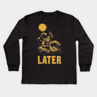 Astronaut Floating Away From His Troubles Kids Long Sleeve T-Shirt