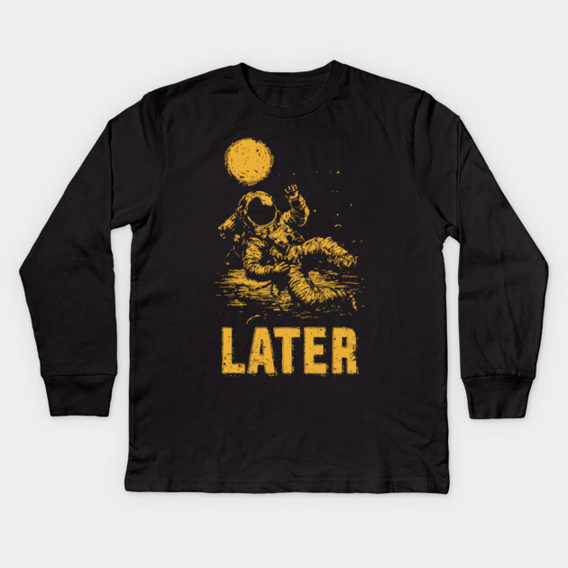 Astronaut Floating Away From His Troubles Kids Long Sleeve T-Shirt by TuncGK