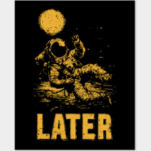 Astronaut Floating Away From His Troubles Posters and Art