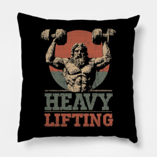 Zeus is Supporting All the Gym Bros - Funny Retro Design Pillow