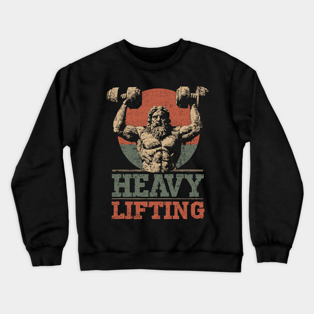 Zeus is Supporting All the Gym Bros - Funny Retro Design Crewneck Sweatshirt by TuncGK
