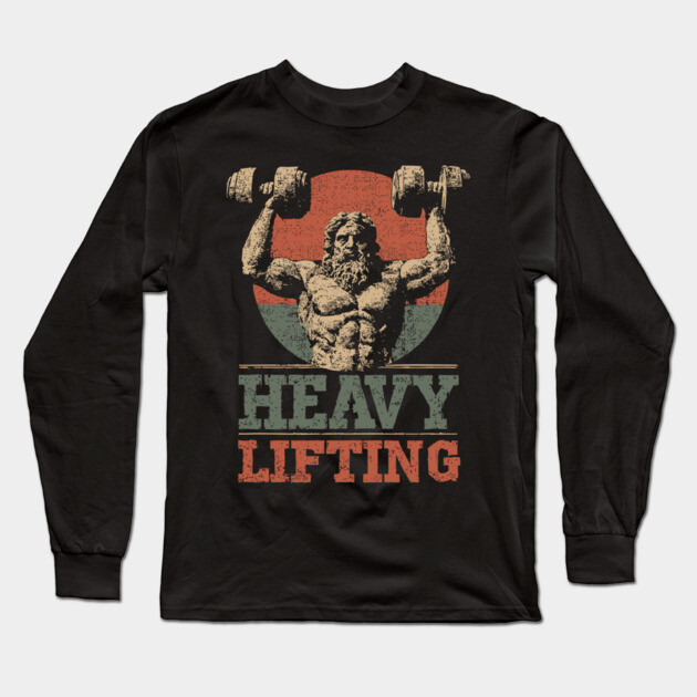 Zeus is Supporting All the Gym Bros - Funny Retro Design Long Sleeve T-Shirt by TuncGK