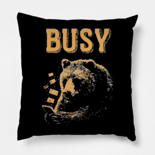 Screen Addict Grizzly Bear - Funny Hibernation Design Pillow