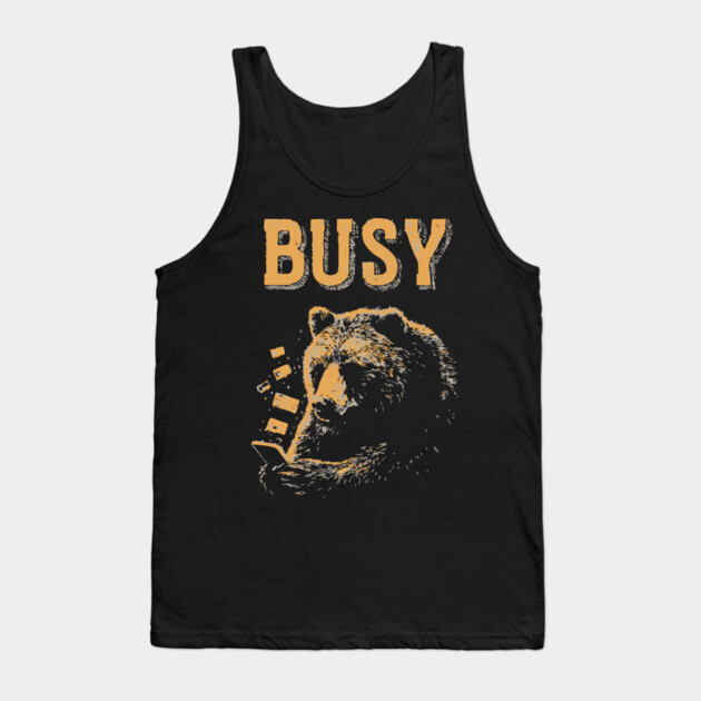 Screen Addict Grizzly Bear - Funny Hibernation Design Tank Top by TuncGK