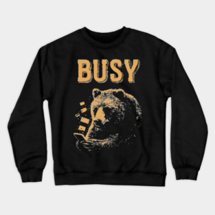 Screen Addict Grizzly Bear - Funny Hibernation Design Crewneck Sweatshirt