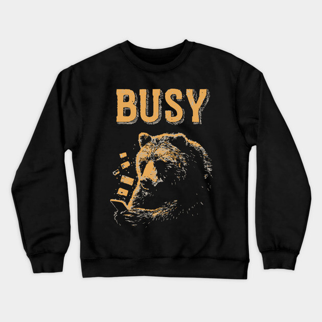 Screen Addict Grizzly Bear - Funny Hibernation Design Crewneck Sweatshirt by TuncGK