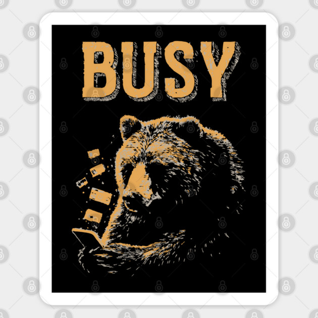 Screen Addict Grizzly Bear - Funny Hibernation Design Sticker by TuncGK