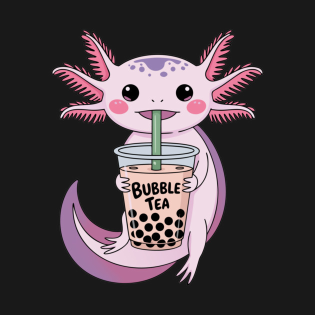 Axolotl Drinking Bubble Tea by CreativeSage