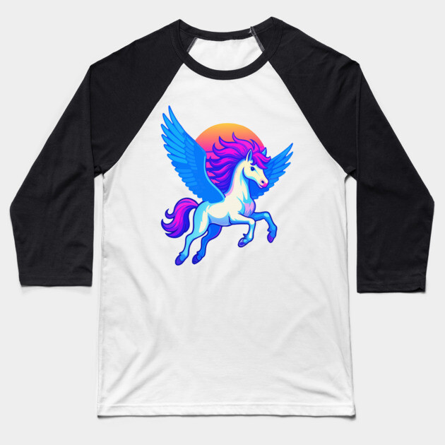 Pegasus with Sunset Wings Baseball T-Shirt by DonWillisJrArt