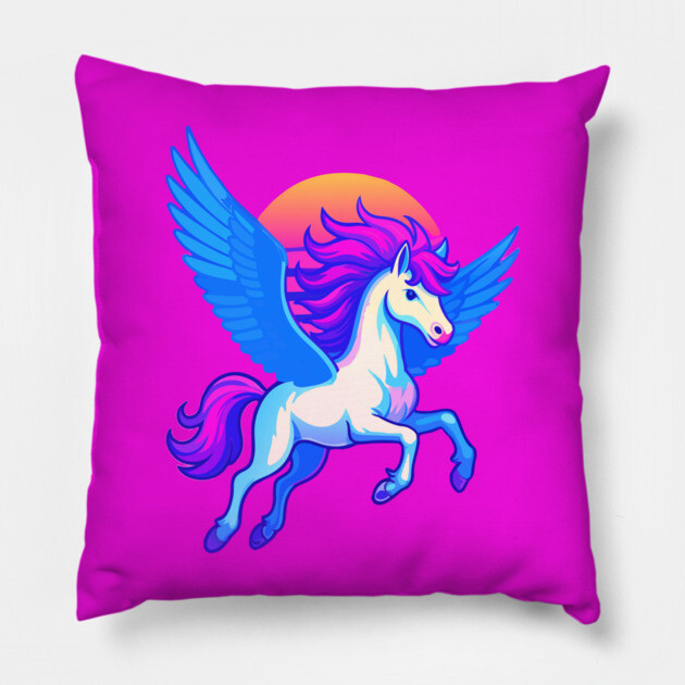 Pegasus with Sunset Wings Pillow by DonWillisJrArt
