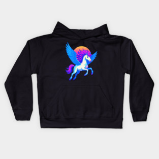 Pegasus with Sunset Wings Kids Hoodie