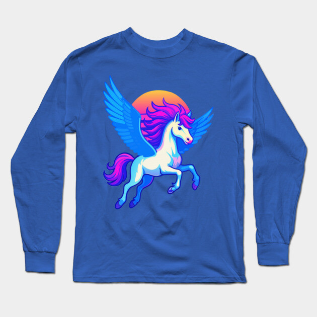 Pegasus with Sunset Wings Long Sleeve T-Shirt by DonWillisJrArt