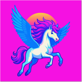 Pegasus with Sunset Wings Posters and Art