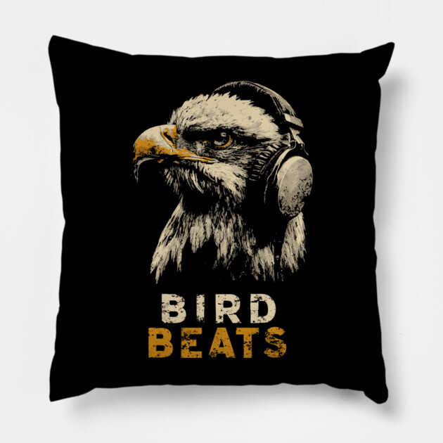 DJ Eagle Headphones Bird Beats DJ Music Tee Pillow by TuncGK
