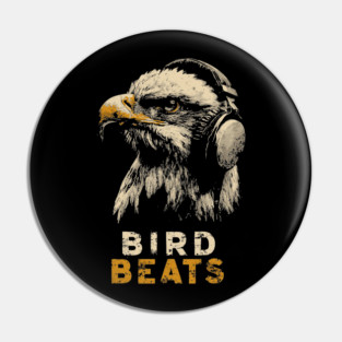DJ Eagle Headphones Bird Beats DJ Music Tee Pin