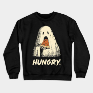 Hungry Ghost Eating Pizza Funny Halloween Shirt Crewneck Sweatshirt