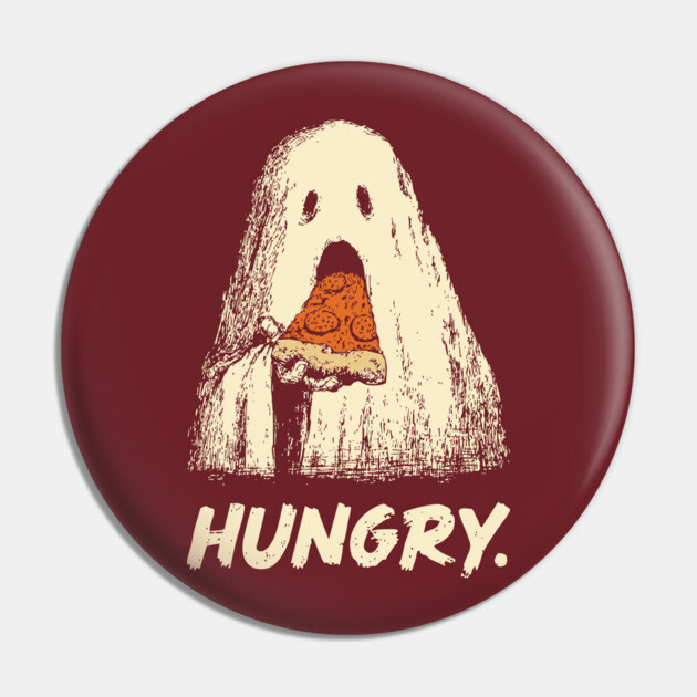 Hungry Ghost Eating Pizza Funny Halloween Shirt Pin by TuncGK