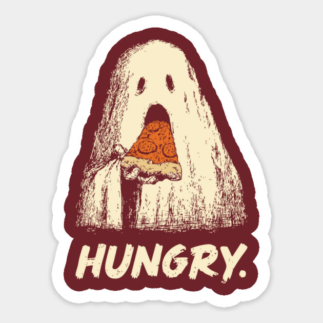 Hungry Ghost Eating Pizza Funny Halloween Shirt Magnet by TuncGK