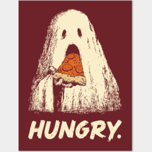 Hungry Ghost Eating Pizza Funny Halloween Shirt Posters and Art