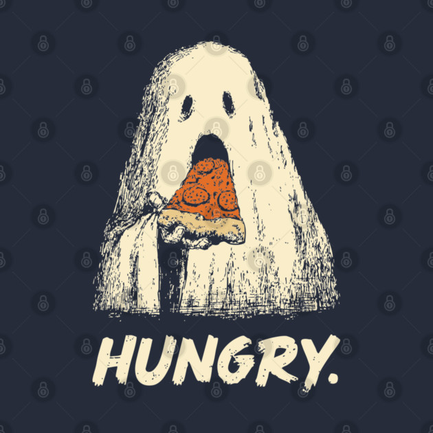 Hungry Ghost Eating Pizza Funny Halloween Shirt by TuncGK