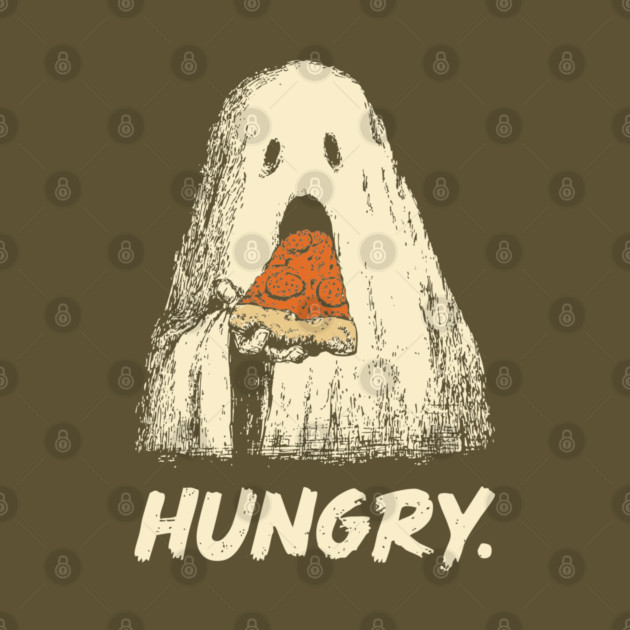 Hungry Ghost Eating Pizza Funny Halloween Shirt by TuncGK