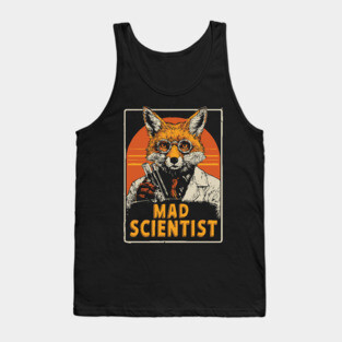 Mad Scientist Fox with Test Tubes Lab Coat Tee Tank Top