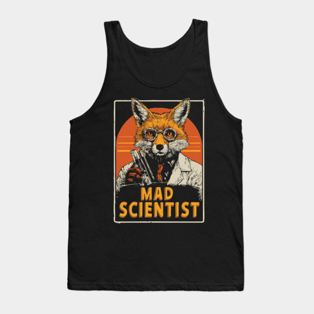 Mad Scientist Fox with Test Tubes Lab Coat Tee Tank Top by TuncGK