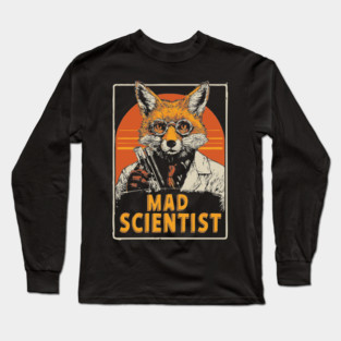 Mad Scientist Fox with Test Tubes Lab Coat Tee Long Sleeve T-Shirt