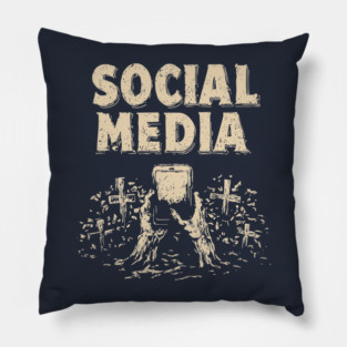 Social Media Zombie Hands Grave Warning Shirt Pillow