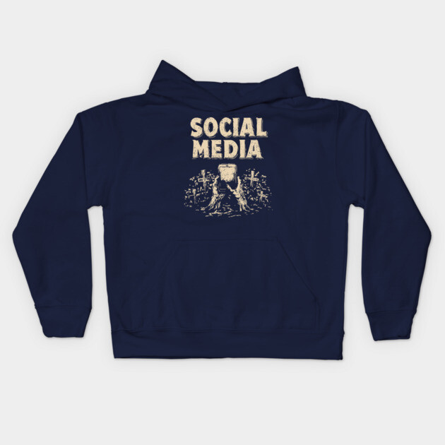 Social Media Zombie Hands Grave Warning Shirt Kids Hoodie by TuncGK