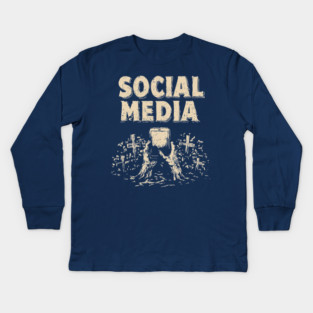 Social Media Zombie Hands Grave Warning Shirt Kids Long Sleeve T-Shirt