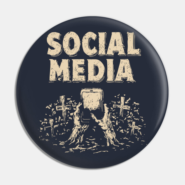 Social Media Zombie Hands Grave Warning Shirt Pin by TuncGK