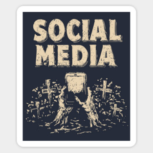 Social Media Zombie Hands Grave Warning Shirt Sticker
