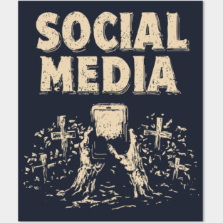 Social Media Zombie Hands Grave Warning Shirt Posters and Art