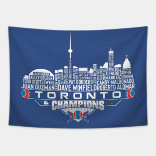 Toronto Baseball Dream Team World Champions Series 1992 Toronto City Skyline Tapestry