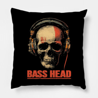 Bass Head Skull DJ Shirt for Hardcore Music Addicts Pillow