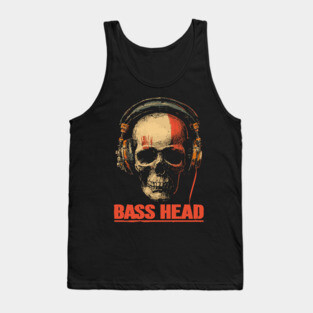 Bass Head Skull DJ Shirt for Hardcore Music Addicts Tank Top