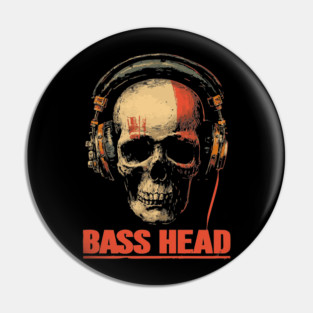Bass Head Skull DJ Shirt for Hardcore Music Addicts Pin