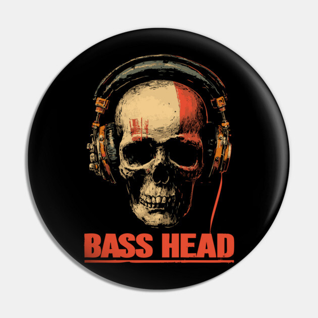 Bass Head Skull DJ Shirt for Hardcore Music Addicts Pin by TuncGK