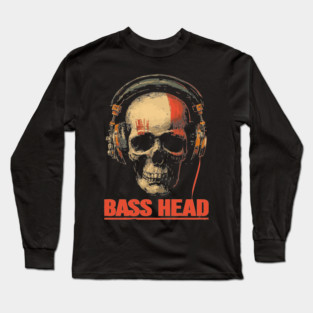 Bass Head Skull DJ Shirt for Hardcore Music Addicts Long Sleeve T-Shirt